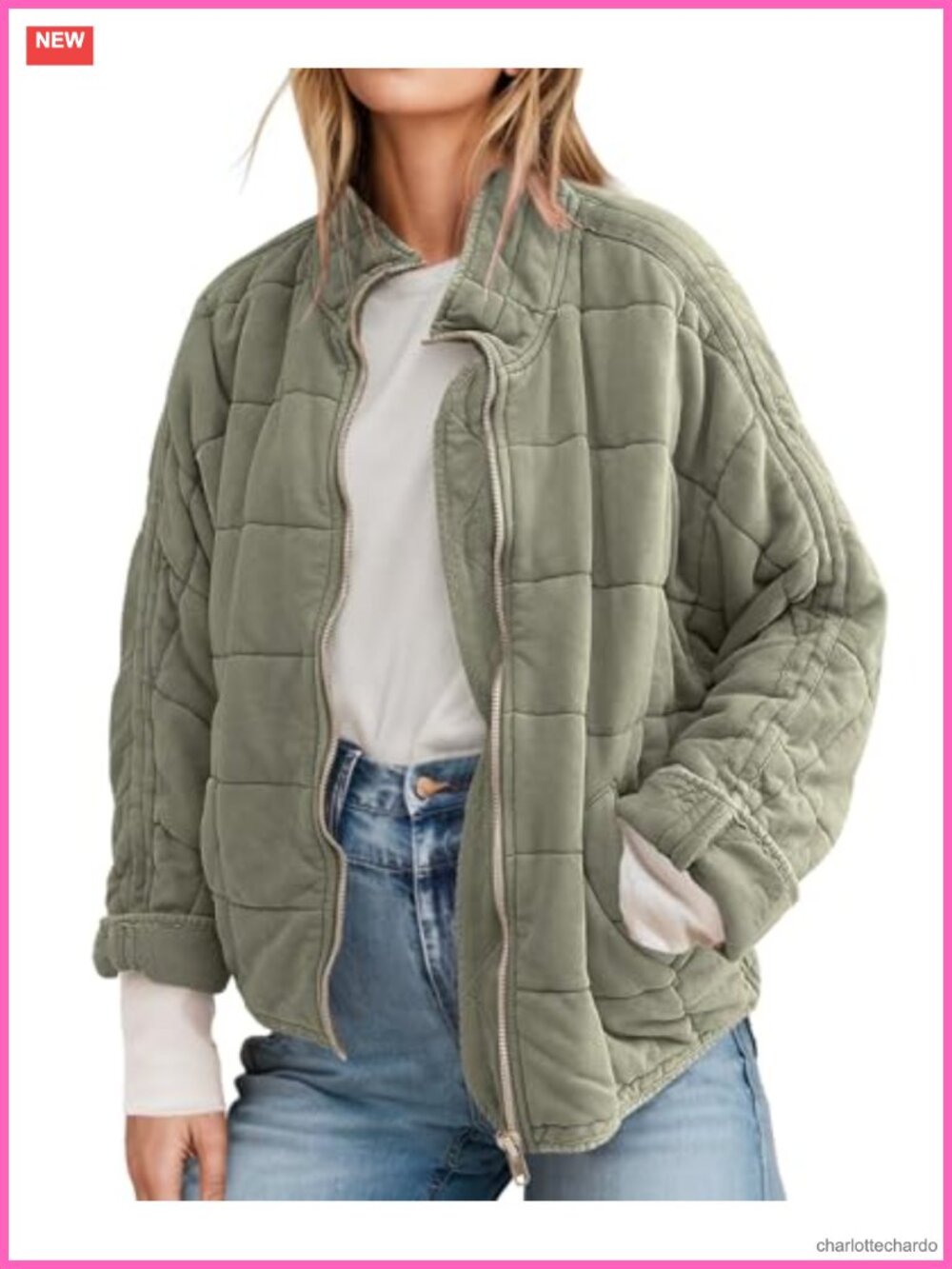 Quilted Lightweight Puffer Jacket Zip Up Coat